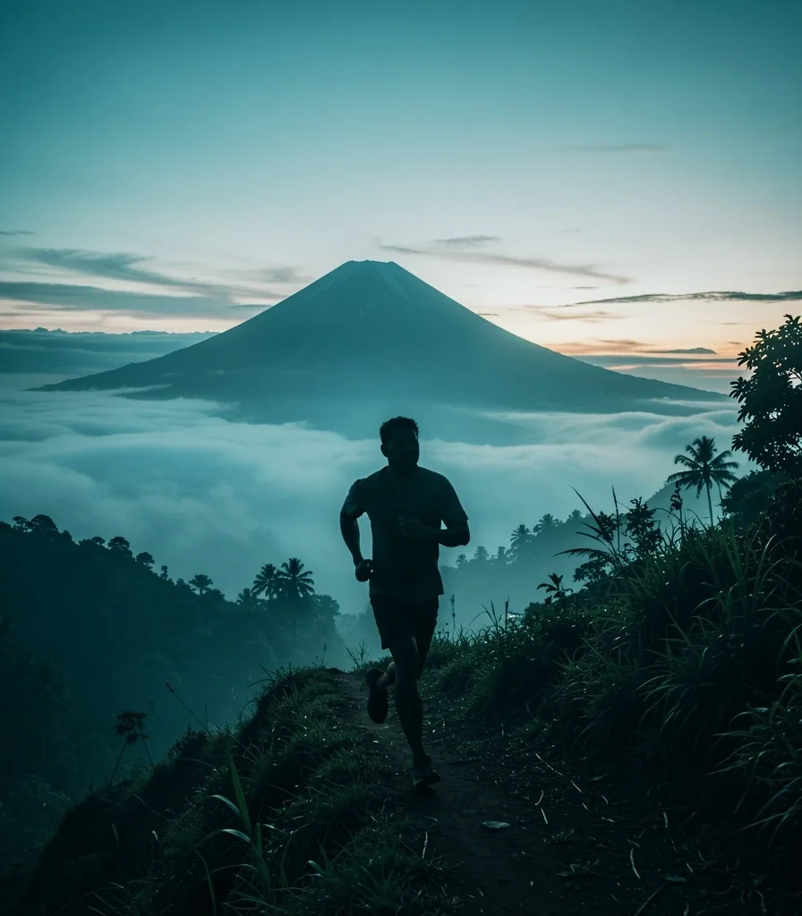 Man training outdoors at dawn