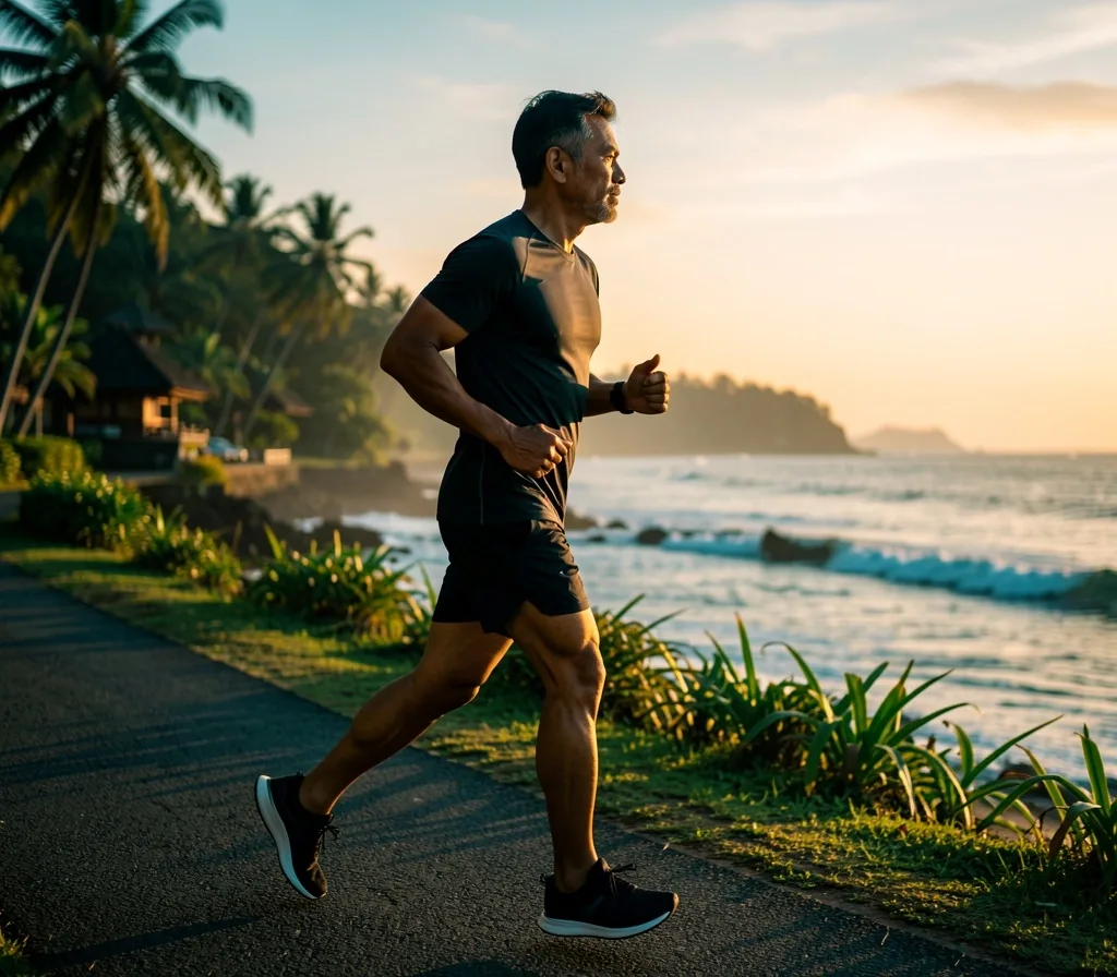 Active older man exercising outdoors